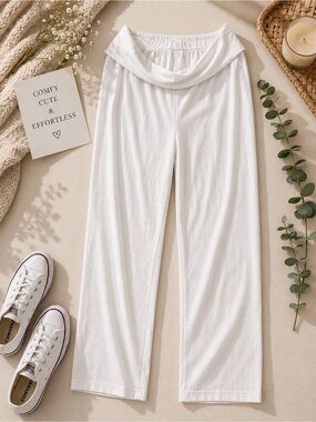 SHEIN White Lounge Pants | Soft Comfy Wide Leg Casual Pants